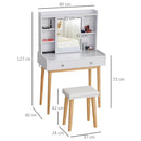 Consolle Trucco 80x40x127 cm con Specchio e Sgabello  Bianca