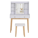 Consolle Trucco 80x40x127 cm con Specchio e Sgabello  Bianca