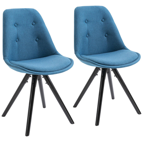 online Lot de 2 Chaises Rembourrées 48x56x87 cm en Tissu Bleu