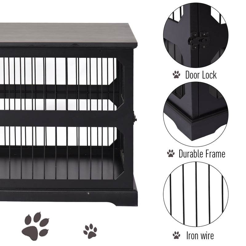 Gabbia per Cani di Taglia Medio-Piccola 55x90x60 cm in MDF  Nera