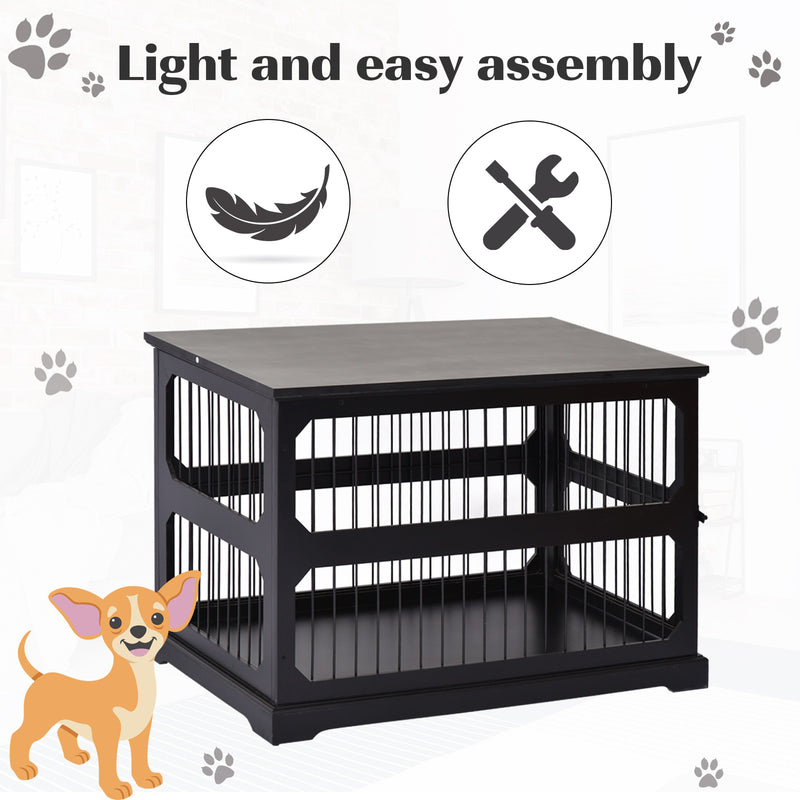 Gabbia per Cani di Taglia Medio-Piccola 55x90x60 cm in MDF  Nera