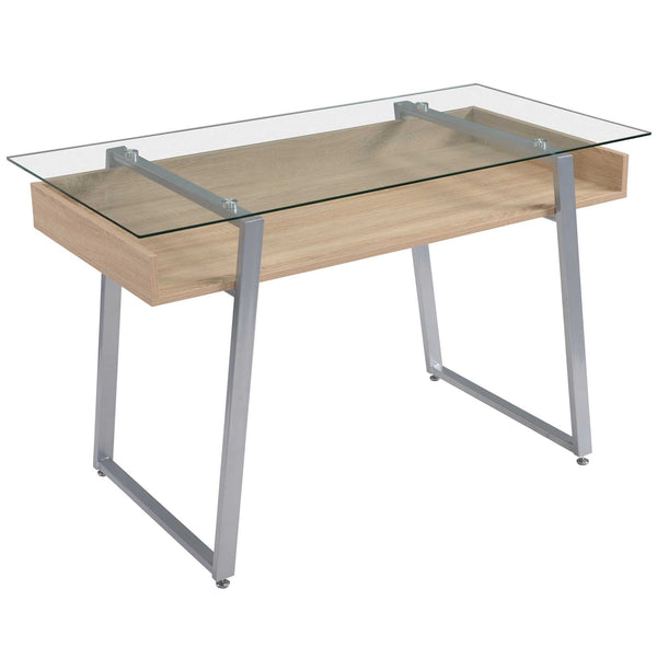 Support PC Bureau 120x60x74,5 cm en Bois d'Acier et Plateau en Verre prezzo