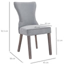 Set 2 Sedie Imbottite 45x66x92,5 cm in Tessuto  Grigie