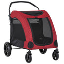 Passeggino Pieghevole per Cani Taglia Medio-Grande Max 55 Kg  Rosso e Nero