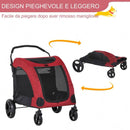 Passeggino Pieghevole per Cani Taglia Medio-Grande Max 55 Kg  Rosso e Nero