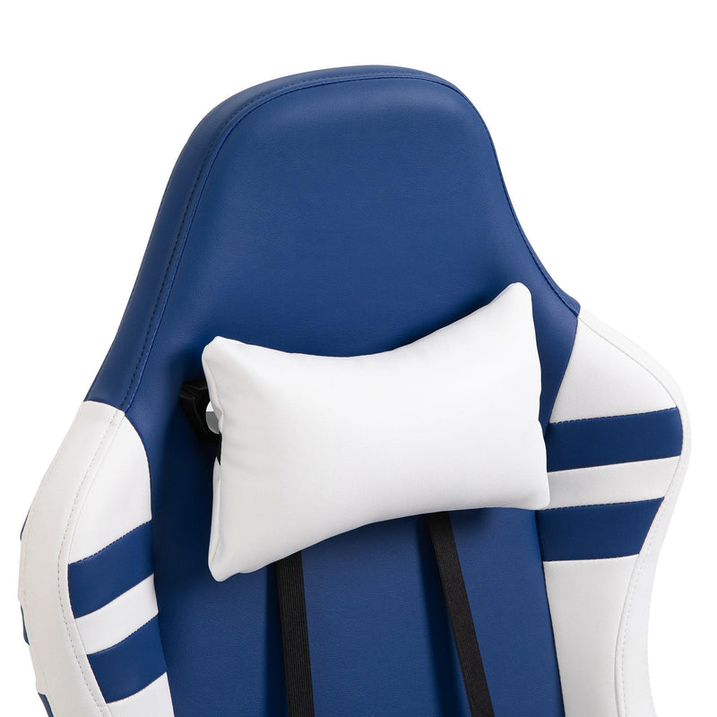 Sedia da Gaming Ergonomica con Poggiapiedi  Blu e Bianco