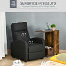 Poltrona Relax Reclinabile Manuale in Lino  Nera