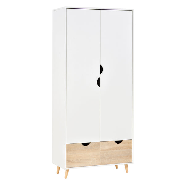 Armadio Guardaroba 80x40x180 cm 2 Ante e 2 Cassetti  Bianco sconto