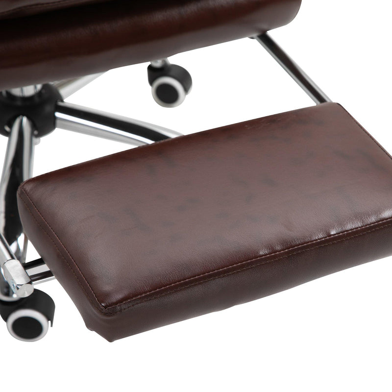 Sedia da Ufficio Presidenziale in Similpelle con Poggiapiedi  Marrone