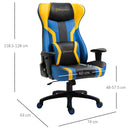Sedia da Gaming Ergonomica 74x63x118,5- cm  Nera Blu e Giallo