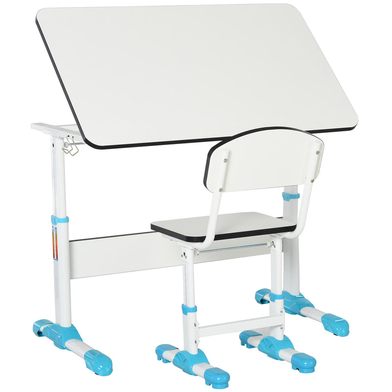 Set Scrivania e Sedia per Bambini Altezza Regolabile  Bianca