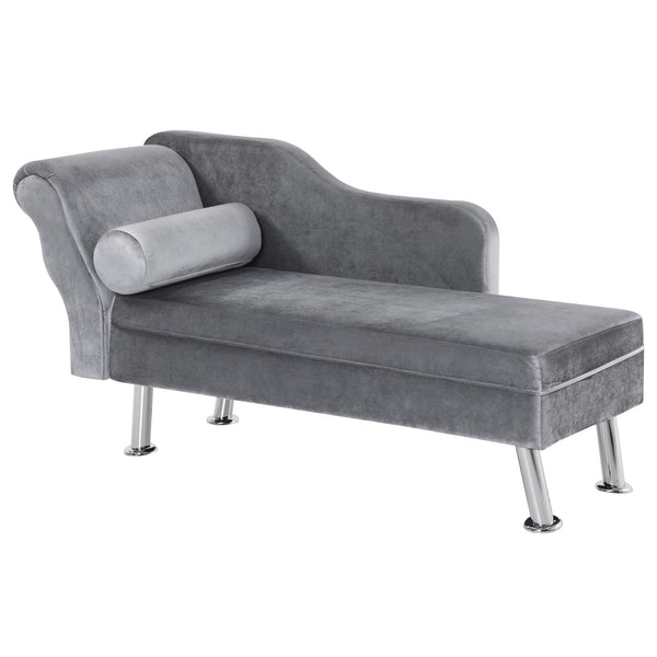 online Canapé Chaise Longue avec Coussin 160x56x75 cm en Métal et Tissu Gris
