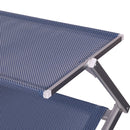Lettino Mare con Parasole Richiudibile 181x71,5x38,5 cm in Alluminio PVC e Poliestere Blu Navy Riccione      