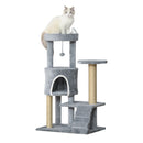 Albero Tiragraffi per Gatti 60x40x100 cm con Trespolo Casetta Rampa e Pallina in Legno e Peluche   