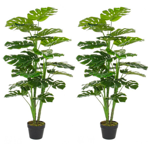 prezzo Set 2 Piante Artificiali di Filodendro 60x60x120 cm in Plastica con Vasi Verde