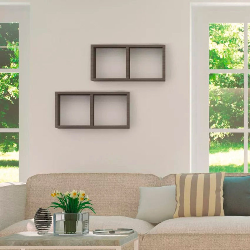 Mensola Rettangolare 2 Scomparti da Parete 70x30x23,7 cm in Fibra di Legno Morgana Maxi Ciliegio