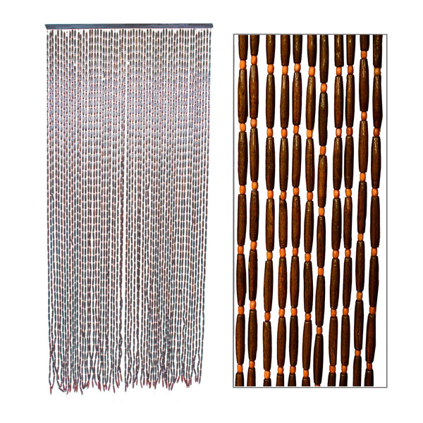 Rideau en Fil pour Moustiquaire 140x240 cm en Bois de Noyer Grosses Gouttes prezzo