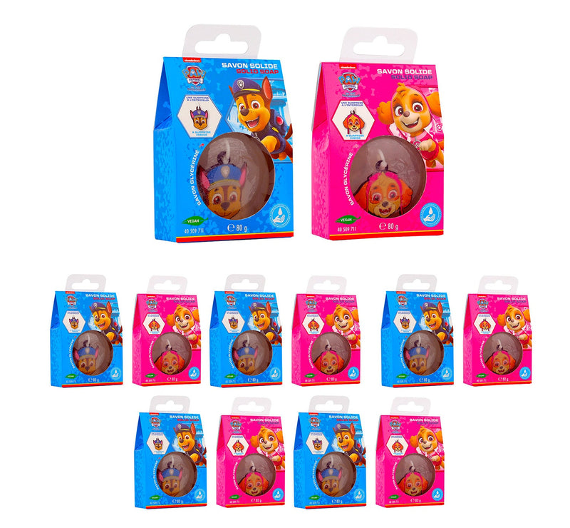 Set 12 Saponette per Bambini 80 gr con Sorpresa Portachiavi Interno Paw Patrol