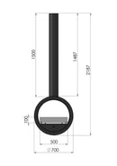 Camino a Bioetanolo Sospeso 218,7xØ70x35 cm Incyrcle 2Side Nero con Vetro