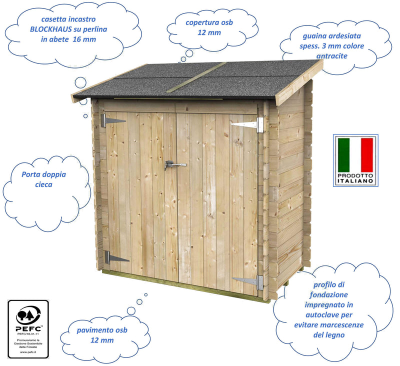 Casetta Box da Giardino per Attrezzi 155x85 cm con Porta Doppia Cieca in Legno Verde