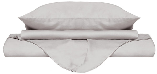 Housse de couette double avec sac et taies d'oreiller blanches unies sconto