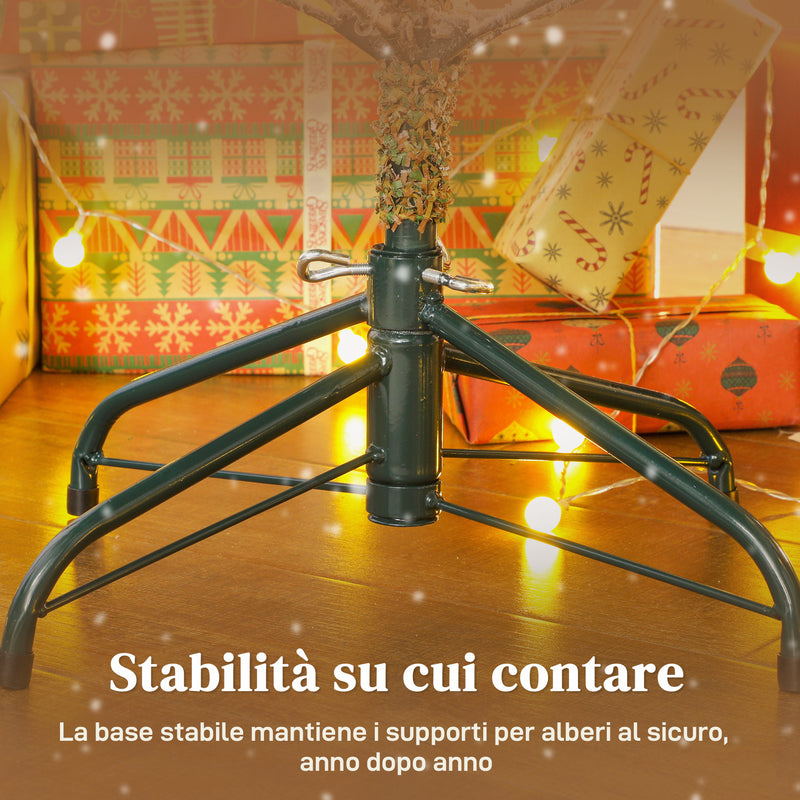 Albero di Natale Innevato Alto 180 cm con 1207 Rami Realistici e Base in Metallo Pieghevole Verde e Bianco      