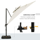 Ombrellone a Sbalzo a Doppia Copertura 268x268x265 cm Base a Croce e Pesi Beige   