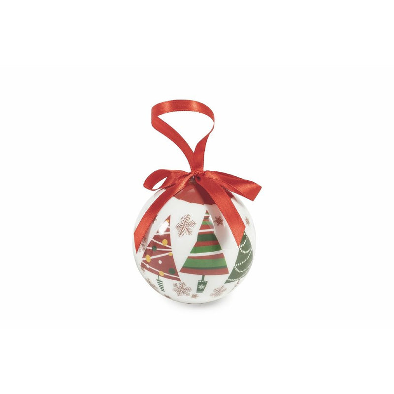 Set 14 Palle di Natale Ø7,5 cm in Polyfoam con Box Fiocchi e Alberi