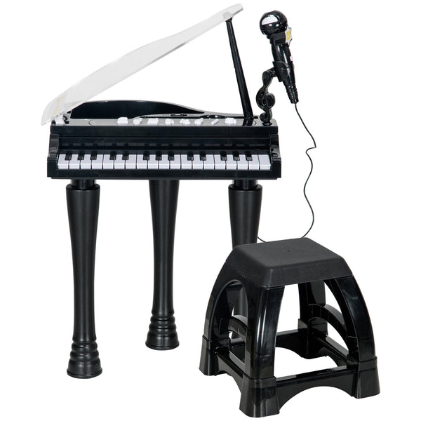 Mini Pianoforte Giocattolo per Bambini a 32 Tasti con Sgabello Microfono Musiche Luci e Gambe Rimovibili Nero sconto