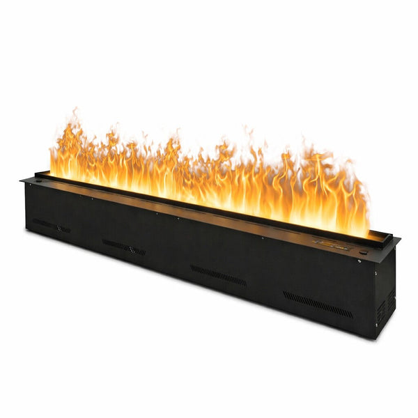 Camino Elettrico a Vapore Acqueo con Fiamme 3D con Bruciatore a Incasso 120x21,5x24 cm DFVAPO120 Pannello Digitale e Fiamme Multicolor in Acciaio e Alluminio Nero acquista