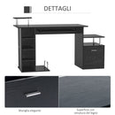 Scrivania Porta PC Moderna Tavolo da Ufficio con Ripiani Tastiera Scorrevole 152x60x88 cm Nero 