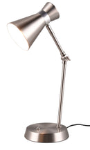 Lampada da Tavolo da Interno Attacco E27 in Metallo Nichel Satinato 