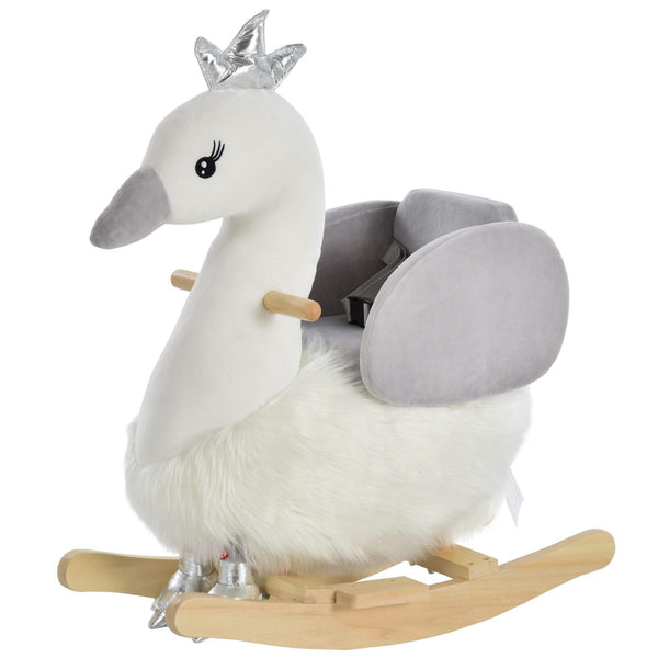 acquista Cygne à bascule en bois pour enfant en peluche blanche et grise