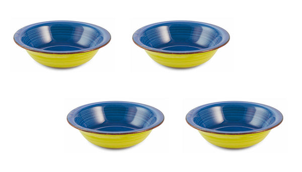 online Set 4 Piatti Fondi Ø21,5x5,5 cm in Gres VdE Tivoli 1996 Baita Verde e Blu