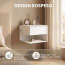 Set 2 Comodini Sospesi a Parete 40x35x30 cm con Prese di Corrente in Melamina Bianco      