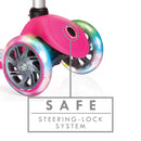 Monopattino a 3 Ruote a LED 3 Altezze Max 50Kg Globber PRIMO Fantasy Lights Up Fiori Grandi Rosa