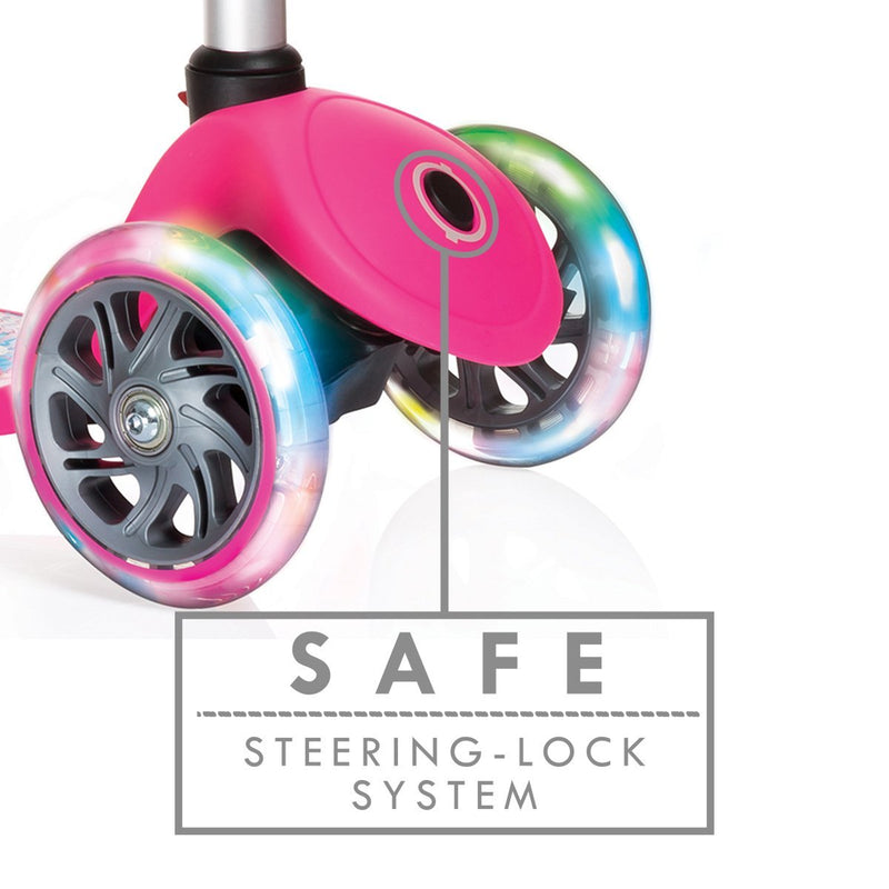 Monopattino a 3 Ruote a LED 3 Altezze Max 50Kg Globber PRIMO Fantasy Lights Up Fiori Rosa