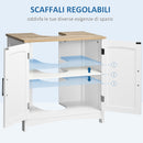 Mobile Sotto Lavabo Bagno 60x33x60 cm Base con Ante in MDF Bianco e Legno  