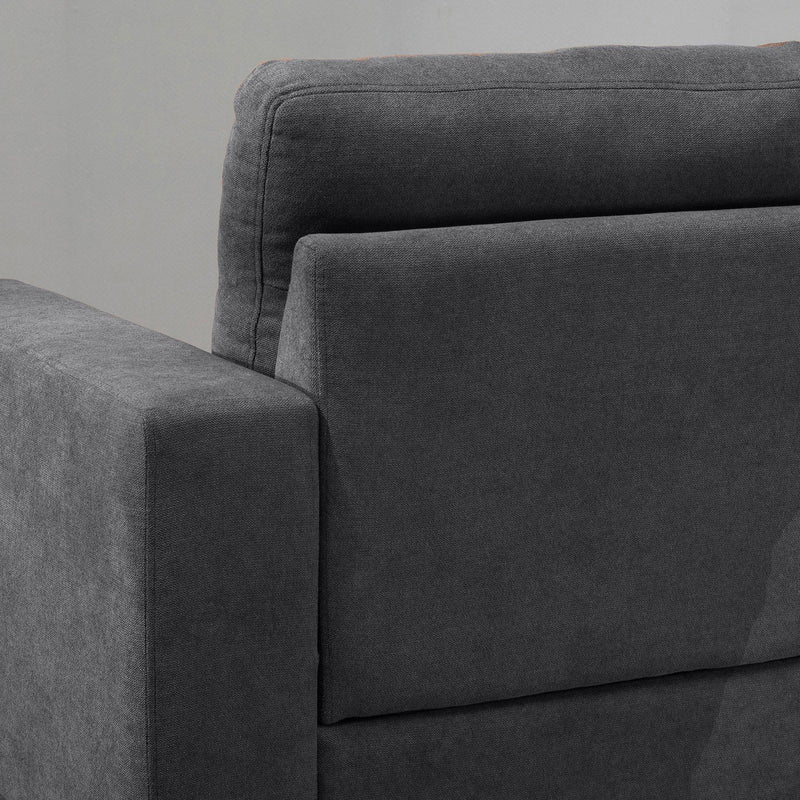 Divano Angolare 3 Posti in Lino con Penisola  Grigio