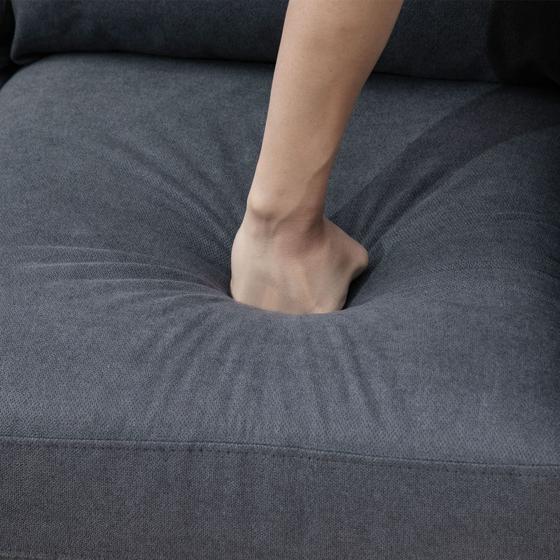 Divano Angolare 3 Posti in Lino con Penisola  Grigio