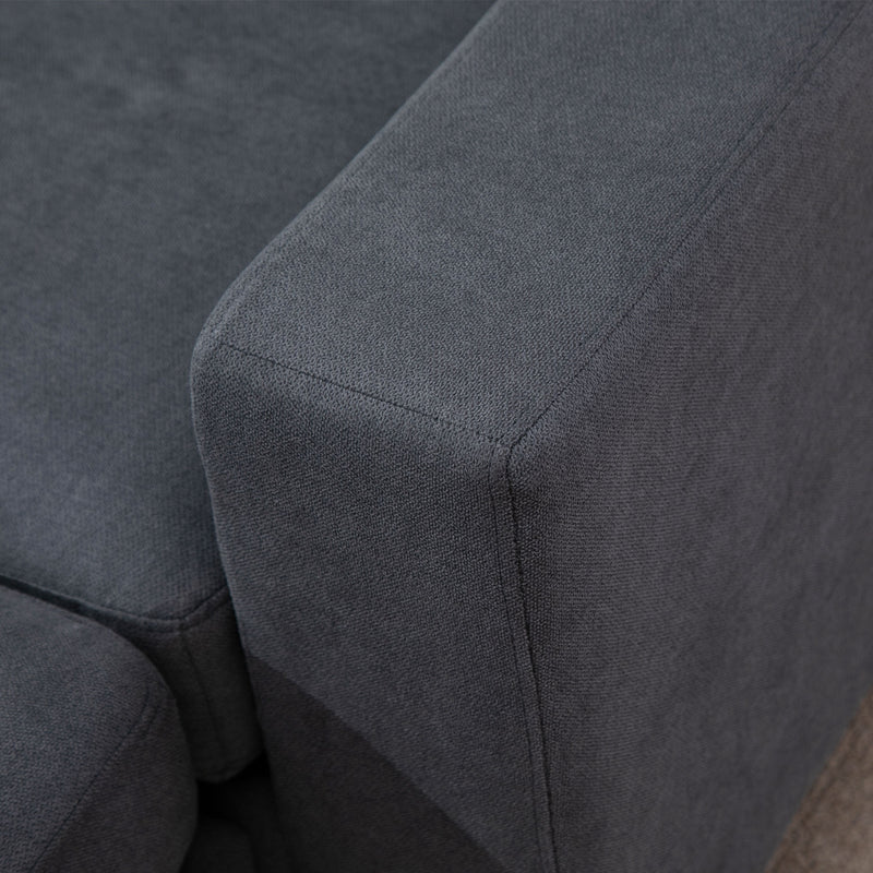 Divano Angolare 3 Posti in Lino con Penisola  Grigio