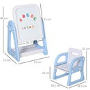 Lavagna Magnetica per Bambini con Sedia Numeri Lettere  Bianca e Blu