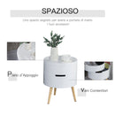 Tavolino Basso Ø38x48,3 cm con Apertura a Rotazione e Vassoio Rimovibile  Bianco
