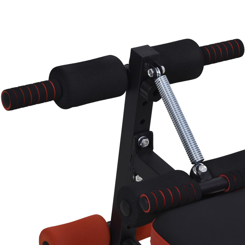 Panca Fitness per Addominali Inclinata Multifunzione Regolabile  Nera e Rossa