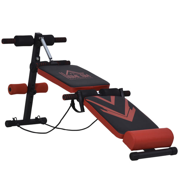 acquista Banc Abdominal Incliné Multifonction Ajustable Noir et Rouge