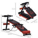 Panca Fitness per Addominali Inclinata Multifunzione Regolabile  Nera e Rossa