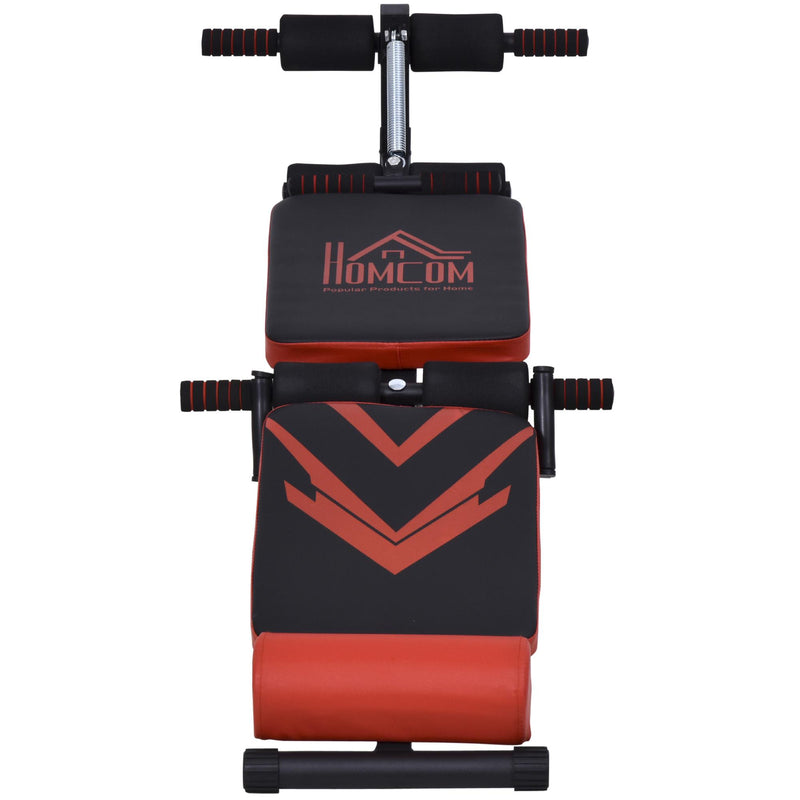 Panca Fitness per Addominali Inclinata Multifunzione Regolabile  Nera e Rossa