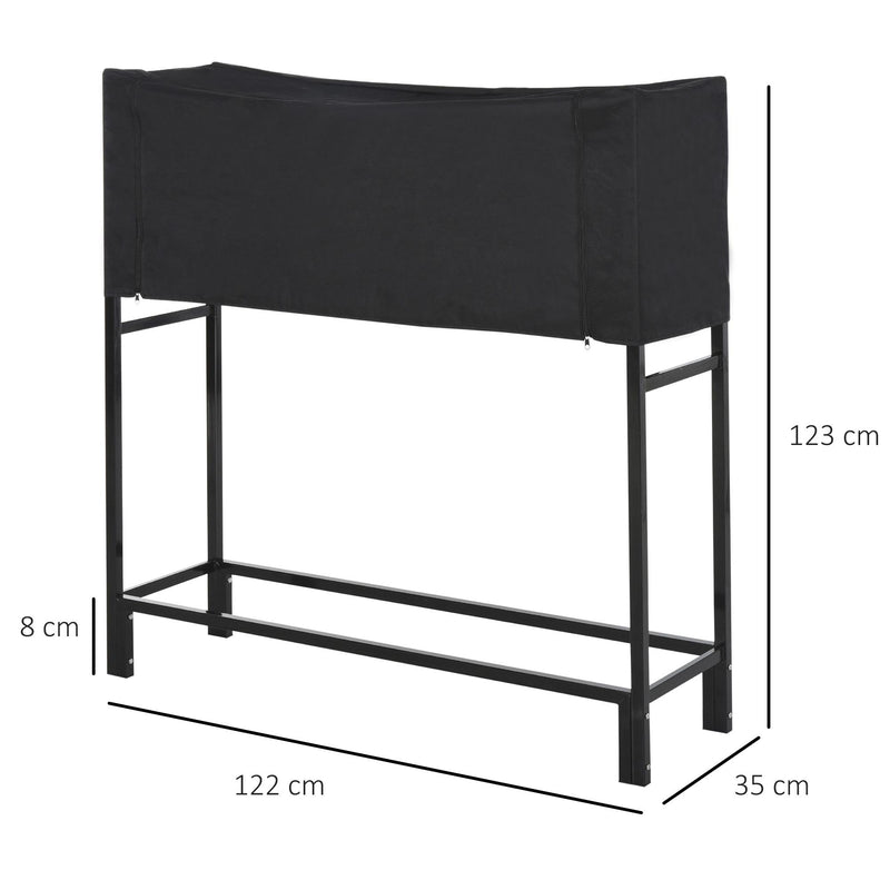 Portalegna per Camino 122x35x123 cm in Acciaio con Copertura  Nero