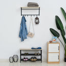 Appendiabiti Panchina per Ingresso con Scarpiera in Legno e Metallo  Nero