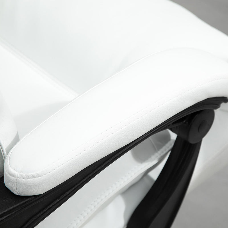 Sedia Poltrona Relax da Ufficio Presidenziale in Similpelle con Poggiapiedi  Bianca